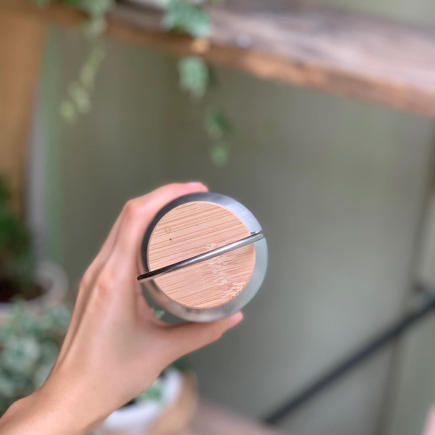 Bình inox nắp tre