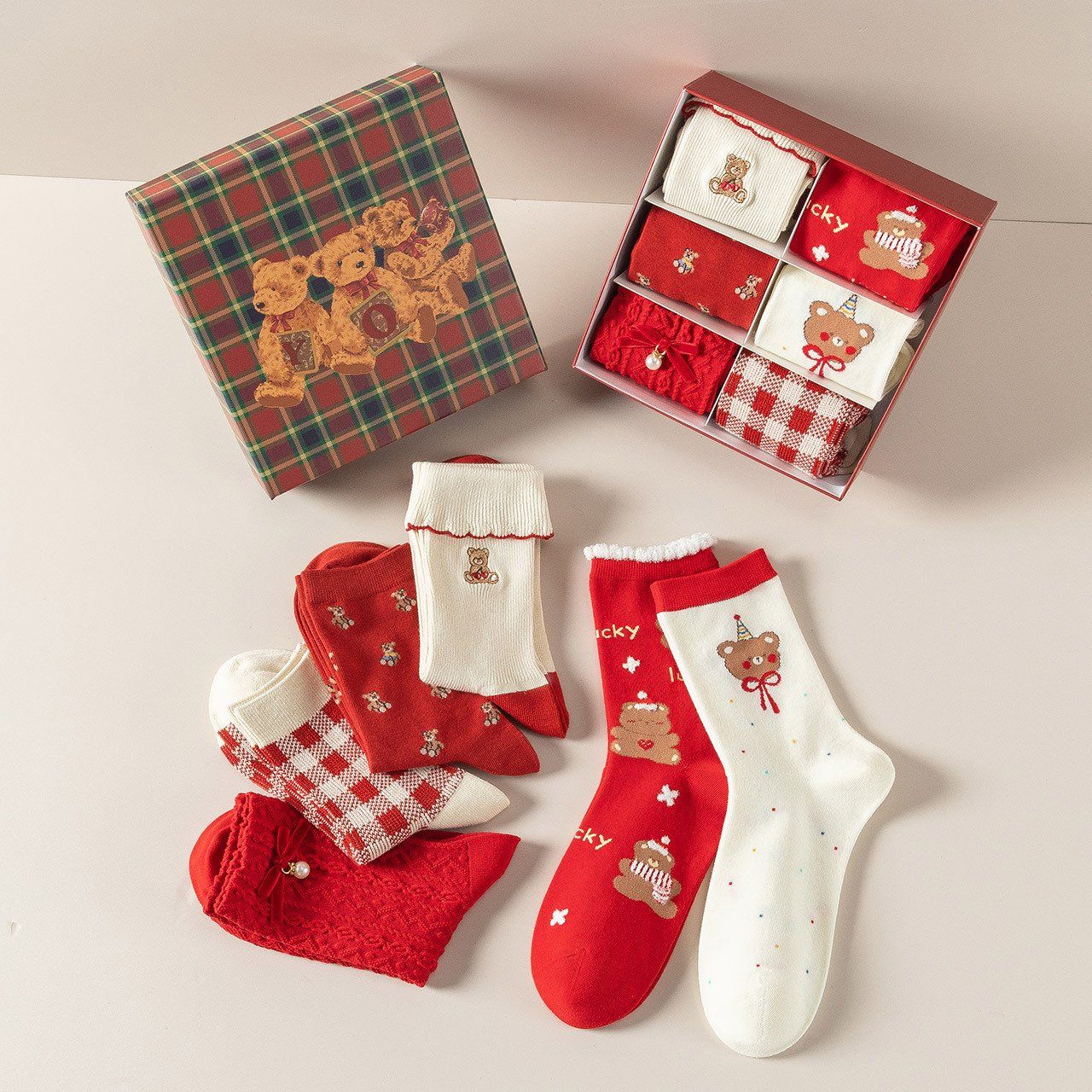 Set 6 Tất Xmas Bear