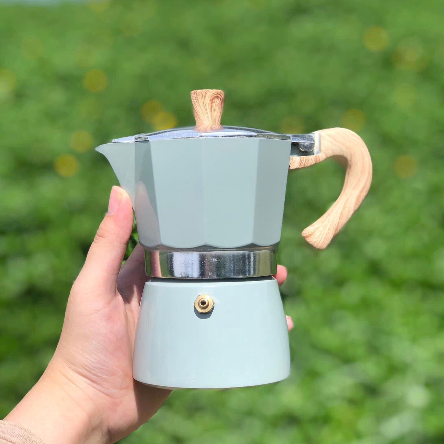 Moka Pot Tay Cầm Vân Gỗ