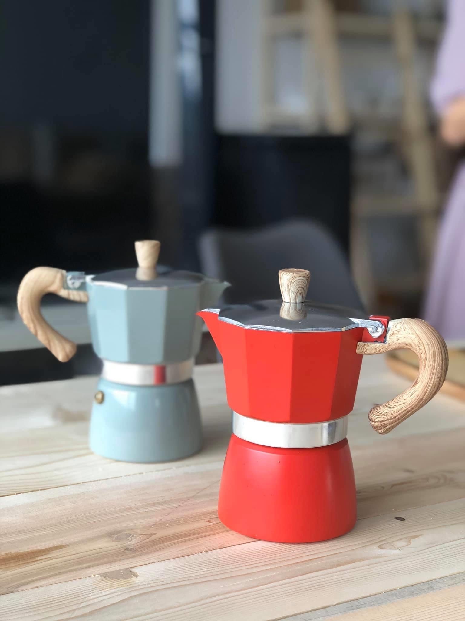 Moka Pot Tay Cầm Vân Gỗ