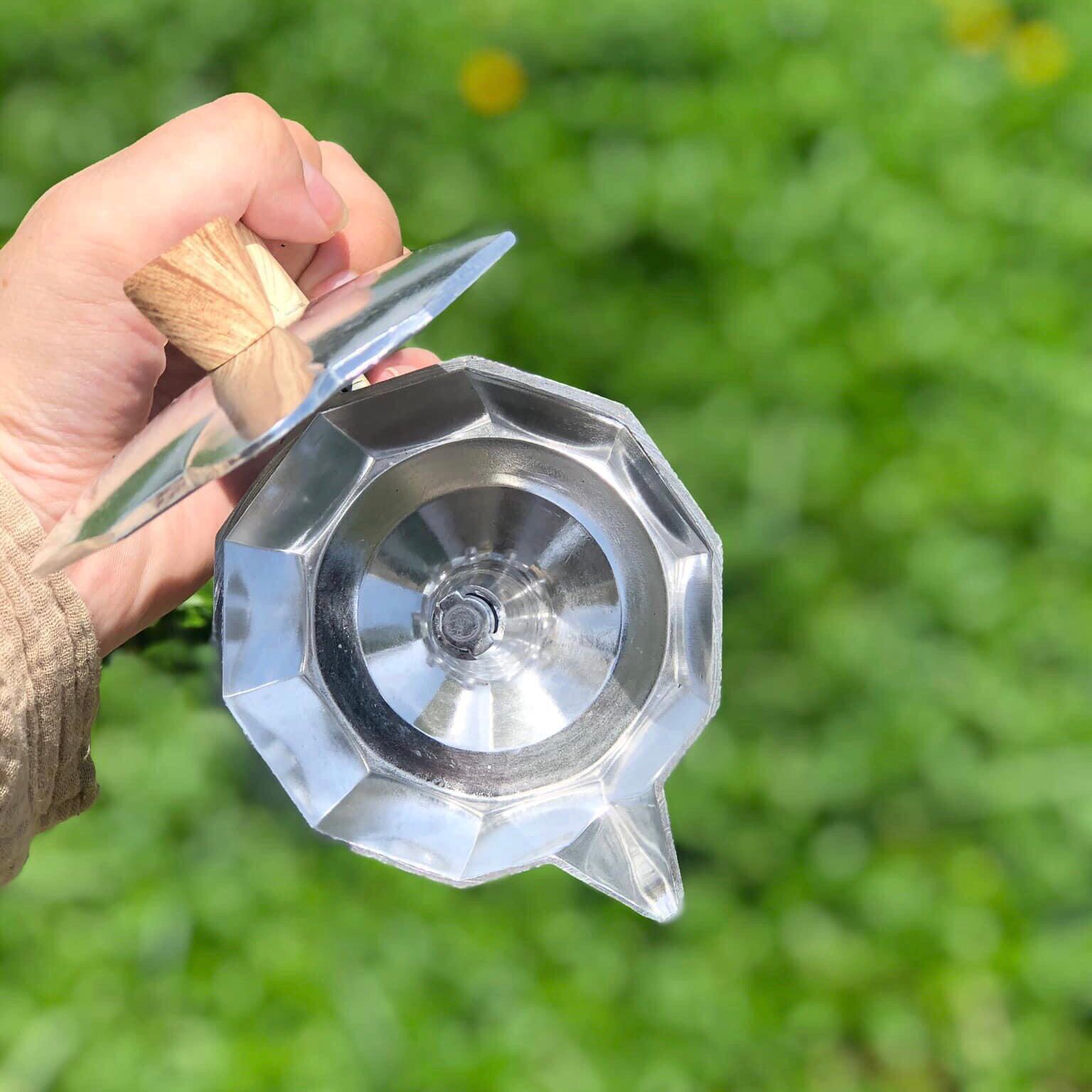 Moka Pot Tay Cầm Vân Gỗ
