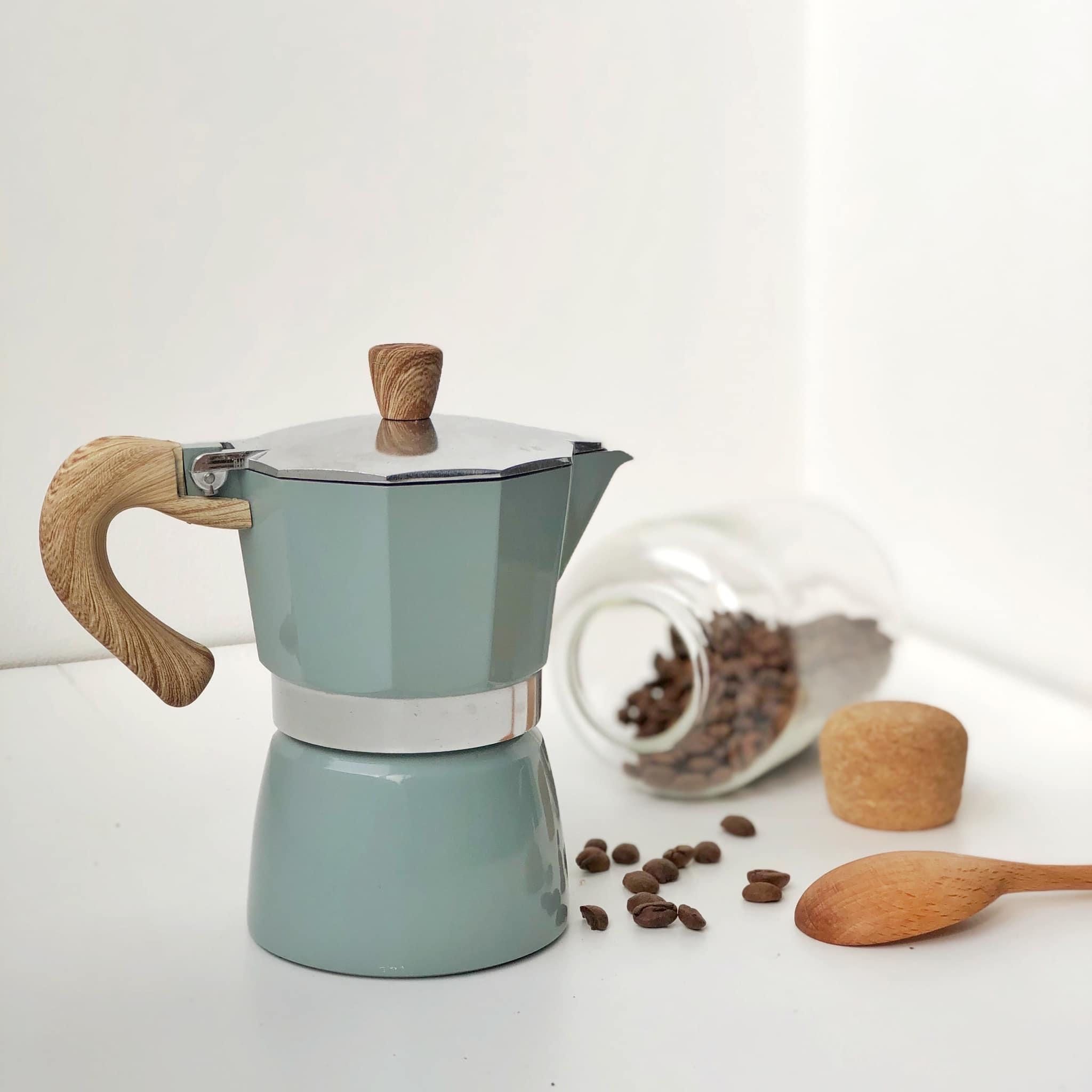 Moka Pot Tay Cầm Vân Gỗ