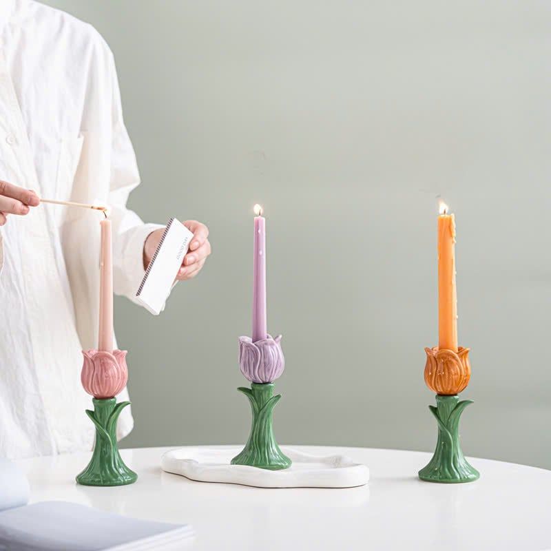 Chân Nến Tulip Gốm