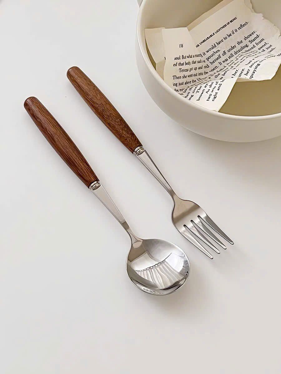 Bộ Dao Dĩa Thìa Cán Gỗ