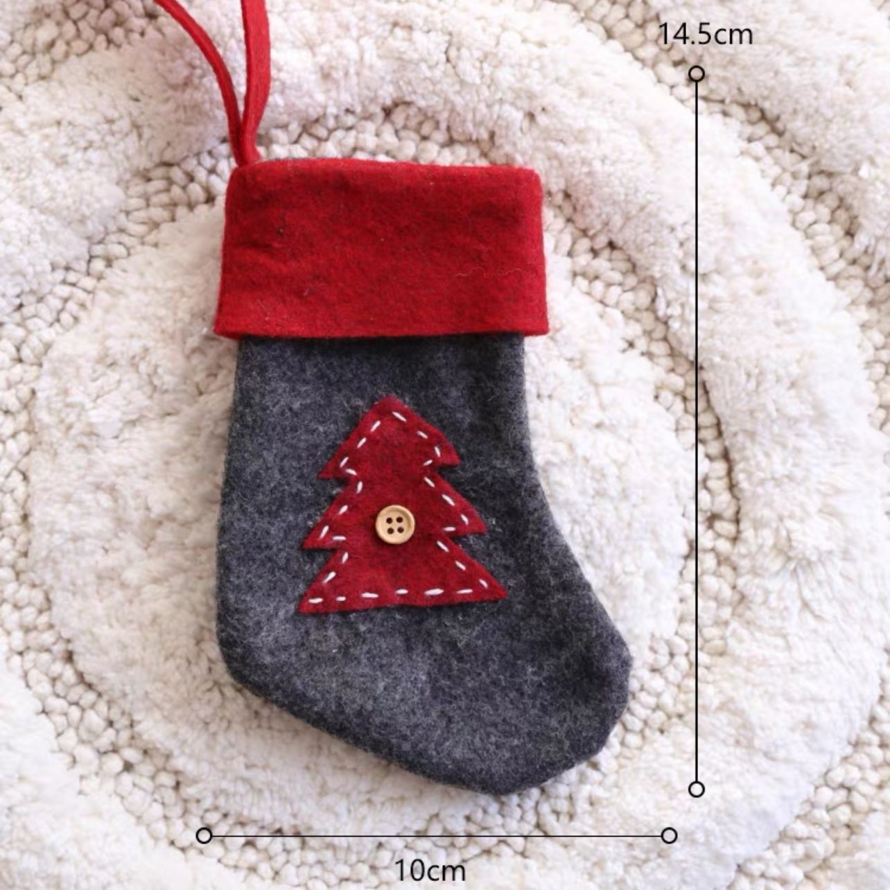 Treo Xmas Thêu Chỉ Trắng Đỏ