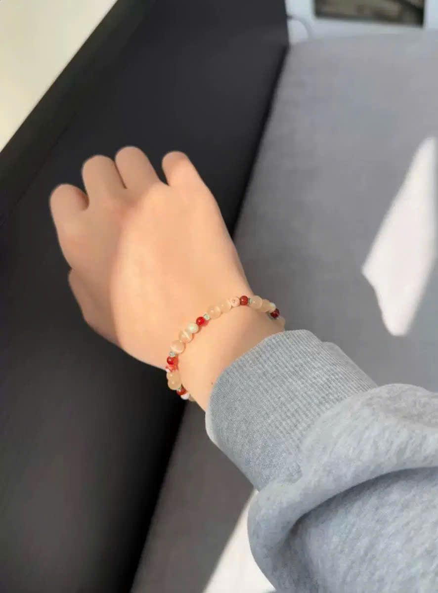 Vòng Tay Mắt Mèo Hồng Ngọc