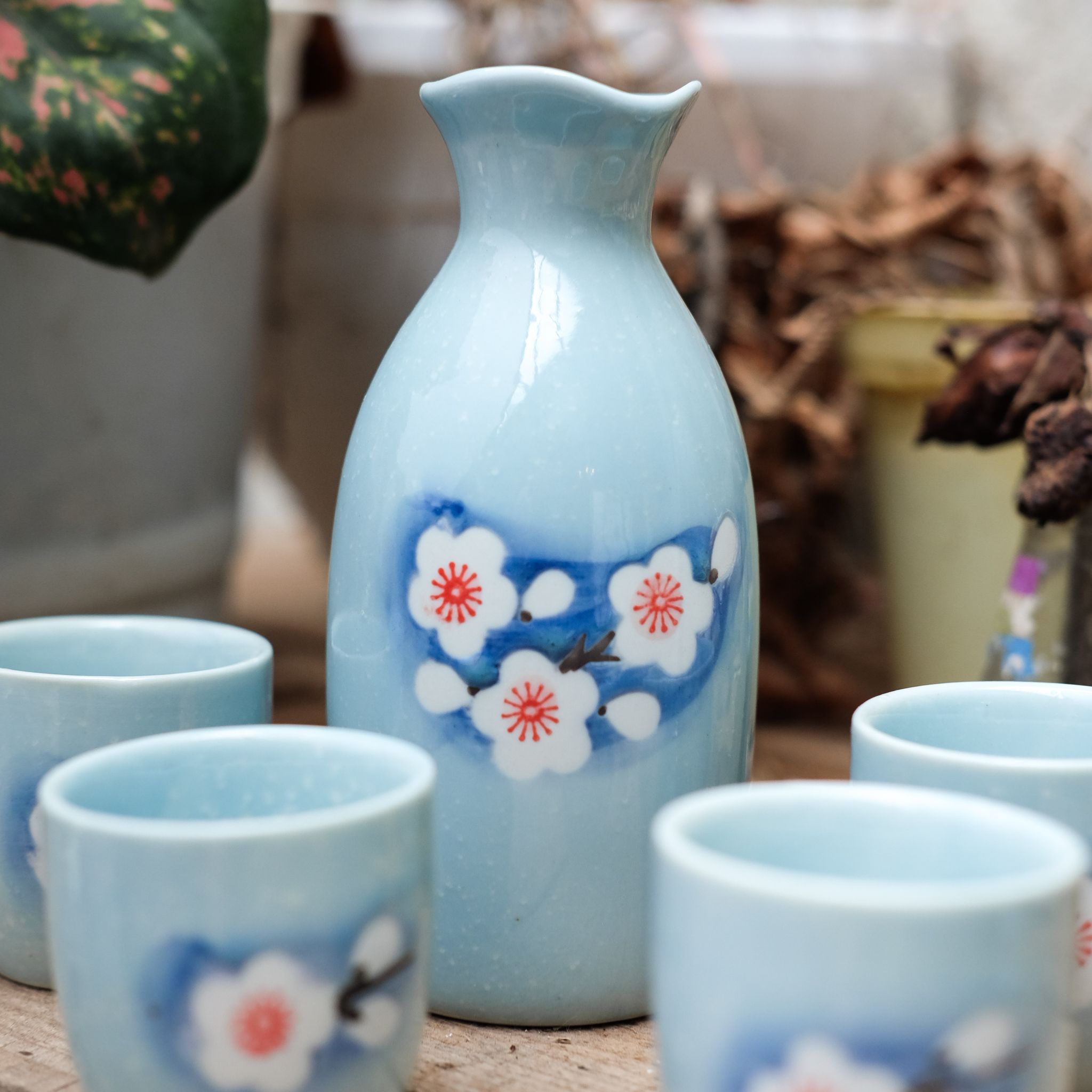 Bộ rót rượu hoa mai trắng