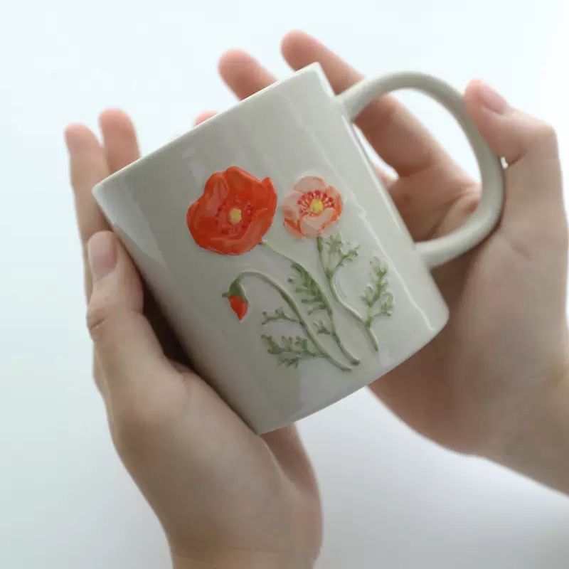Cốc Hoa Cỏ Màu Tro