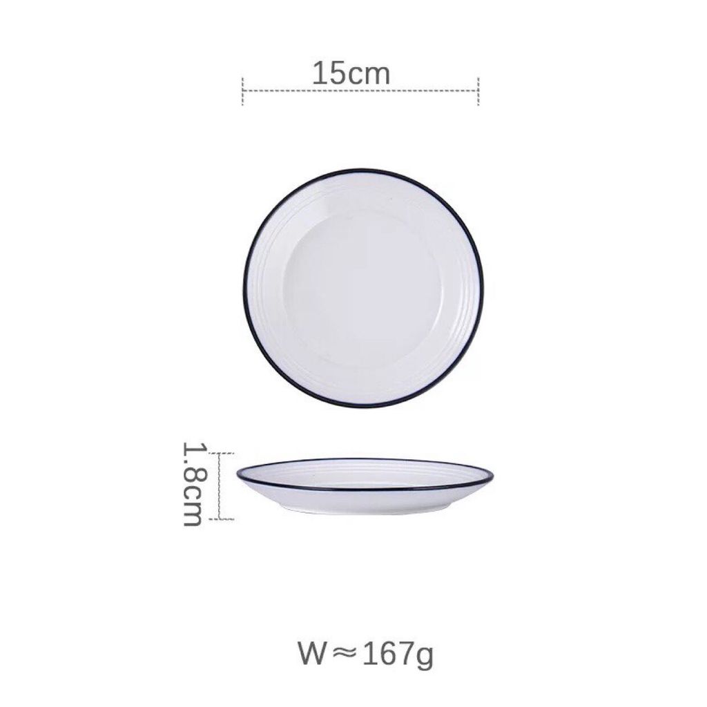 Đĩa sứ viền xanh 15cm
