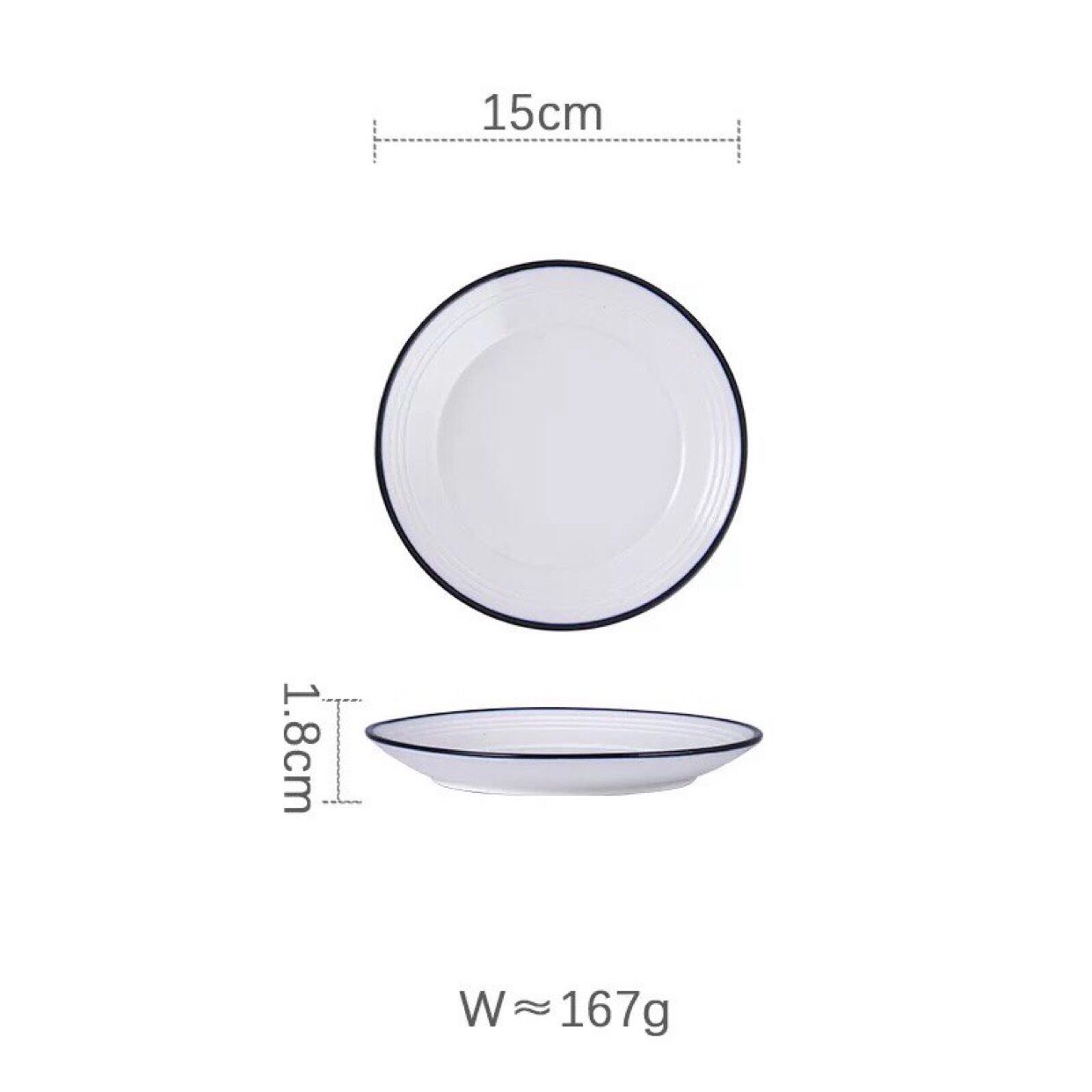 Đĩa sứ viền xanh 15cm