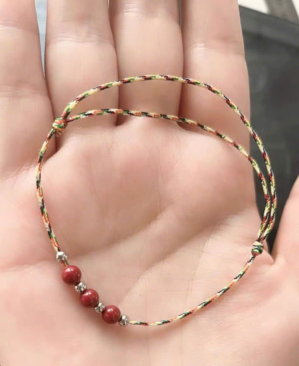 Vòng Tay Chỉ Ngũ Sắc Hạt Chu Sa