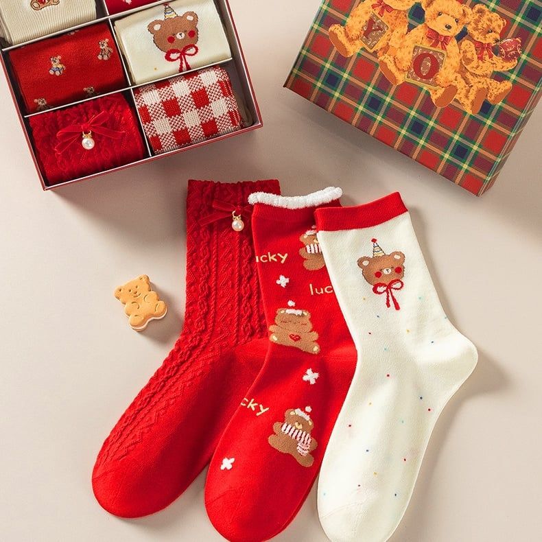 Set 6 Tất Xmas Bear