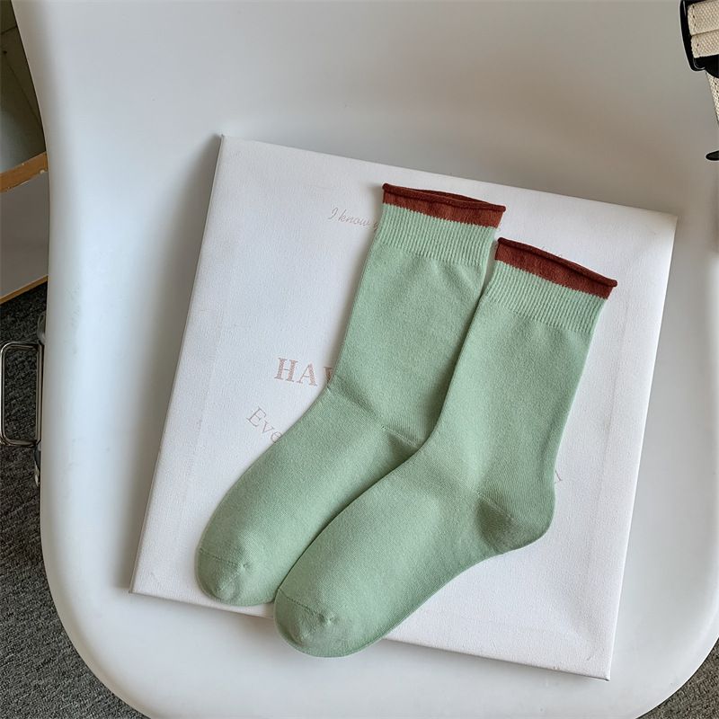 Tất Cổ Cao Hai Màu Basic