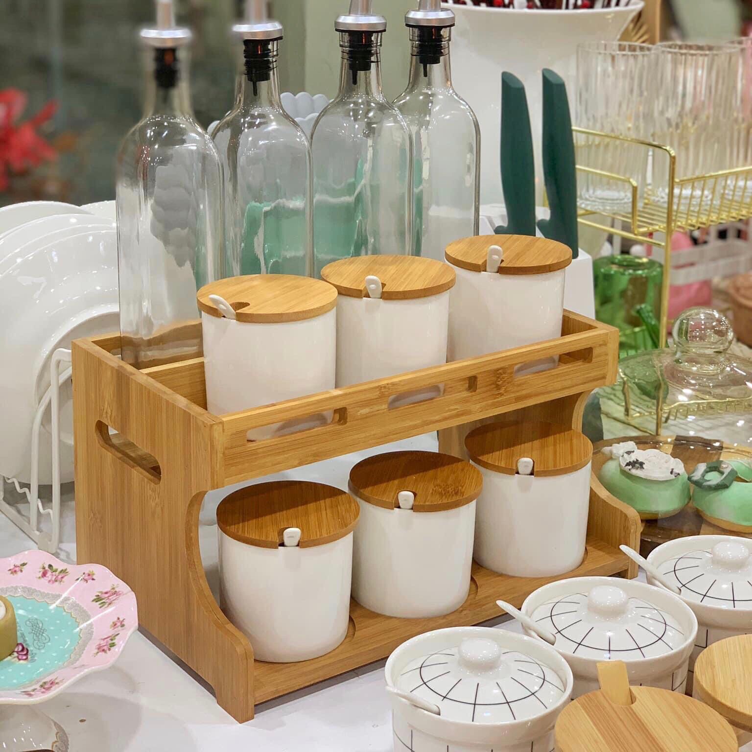 Kệ Bếp Gia Vị (4 chai, 6 hũ)