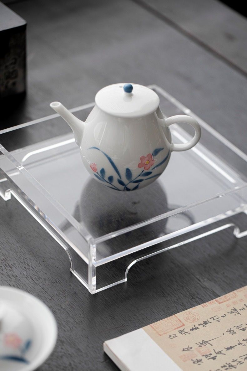 Ấm Sứ Vẽ Tay Hoa Lam Hồng