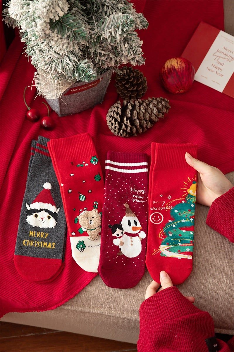 Set 4 Tất Cotton Xmas