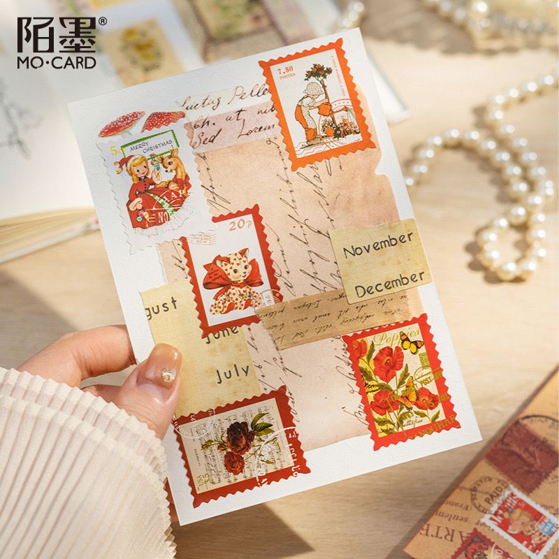 Set Tem Bưu Điện Trang Trí Retro