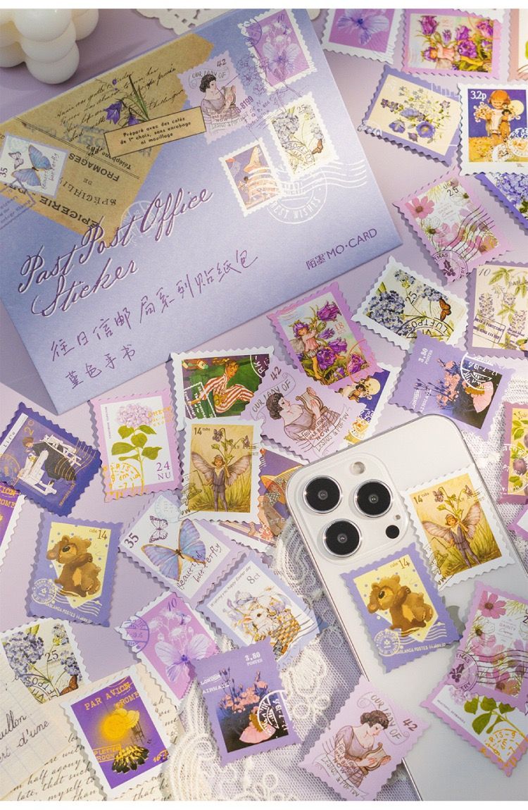 Set Tem Bưu Điện Trang Trí Retro