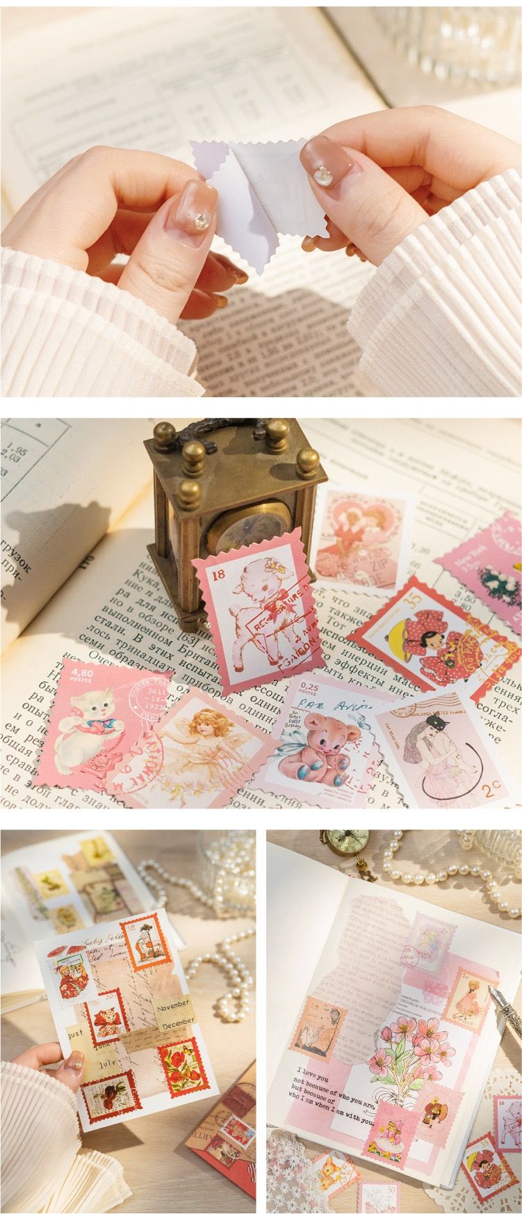 Set Tem Bưu Điện Trang Trí Retro