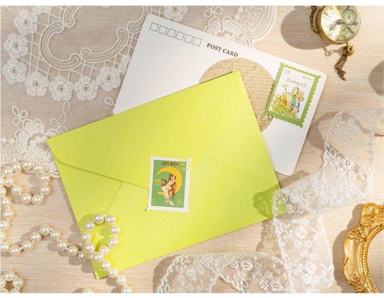 Set Tem Bưu Điện Trang Trí Retro