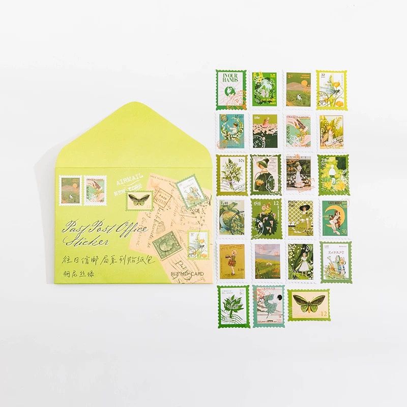 Set Tem Bưu Điện Trang Trí Retro