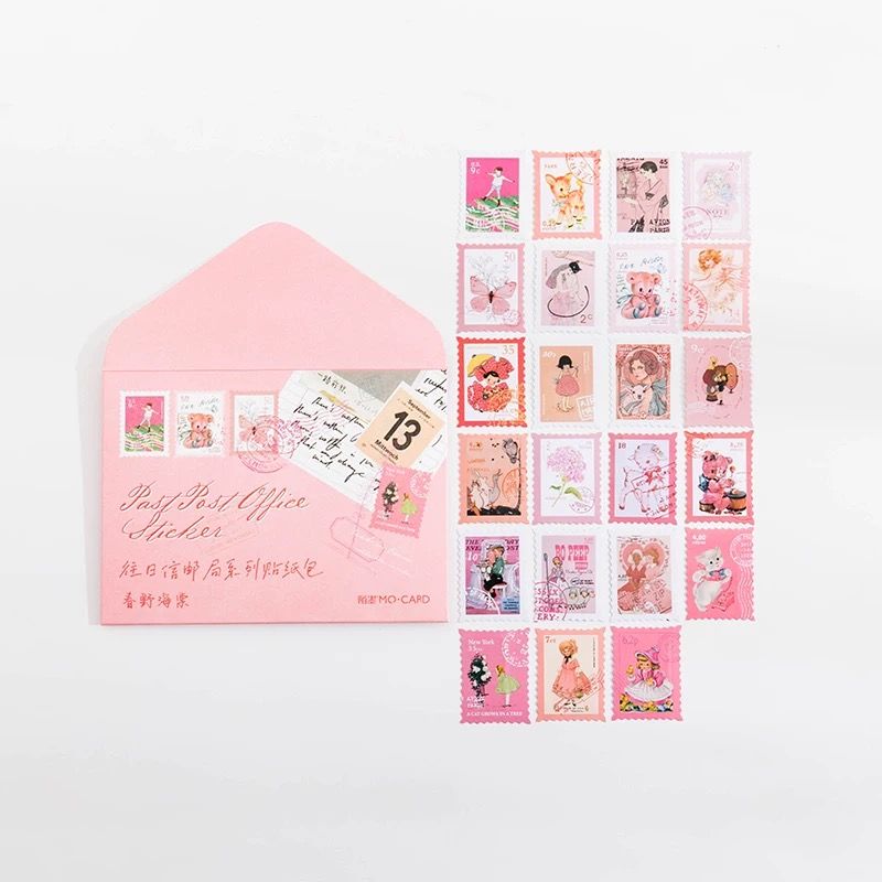 Set Tem Bưu Điện Trang Trí Retro