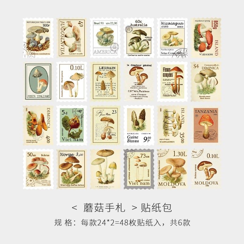 Set 48 Tem Nấm Retro