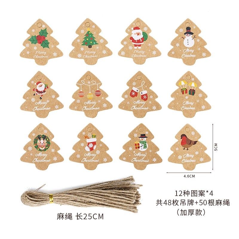 Set Tag Giấy Kraft Trang Trí Giáng Sinh