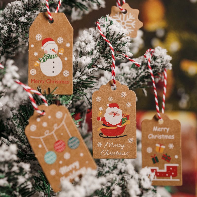 Set Tag Giấy Kraft Trang Trí Giáng Sinh
