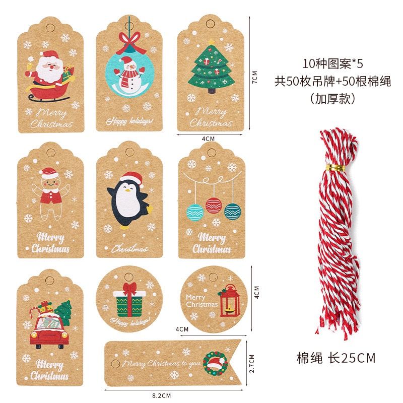 Set Tag Giấy Kraft Trang Trí Giáng Sinh