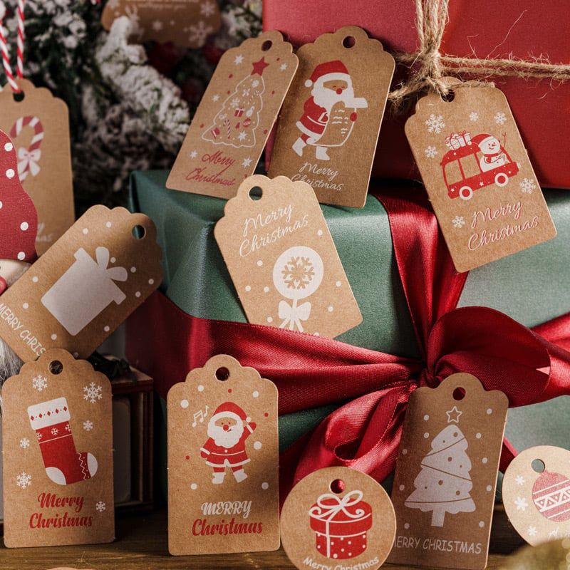 Set Tag Giấy Kraft Trang Trí Giáng Sinh