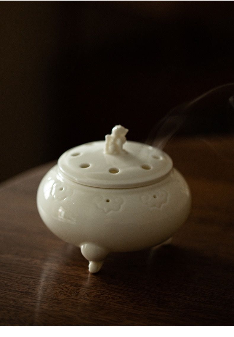 Lư Đốt Trầm Trắng Sứ