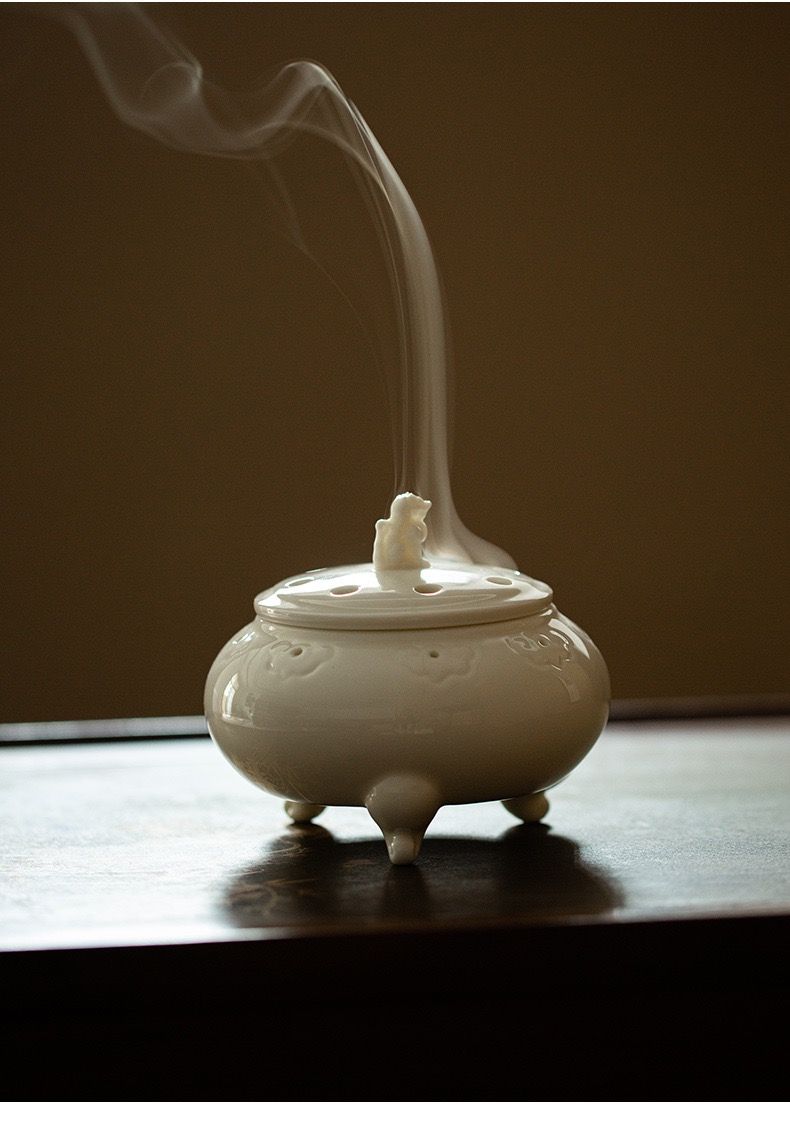 Lư Đốt Trầm Trắng Sứ