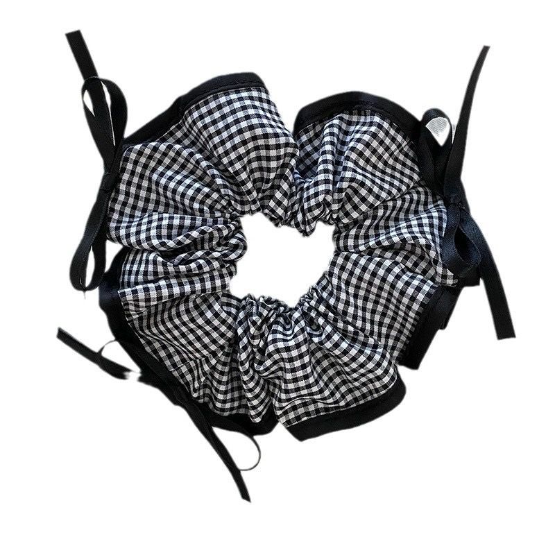 Scrunchies Ngọc Trai Nơ Kẻ
