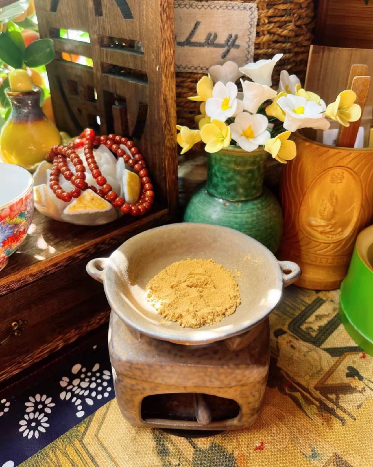 Bộ Bếp Gốm Thô Xông Thảo Mộc, Tinh Dầu