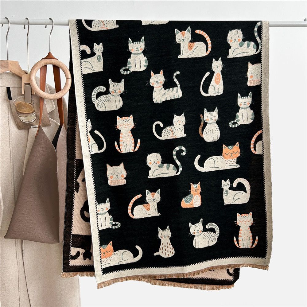 Khăn Choàng Mèo Hoạt Hình Cashmere
