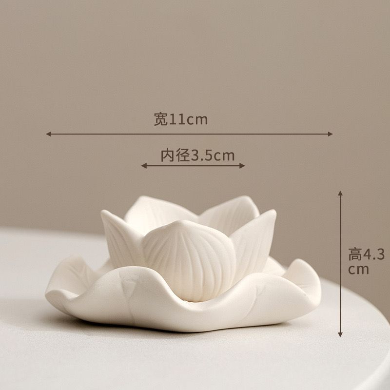 Đế Nến Gốm Sen Trắng