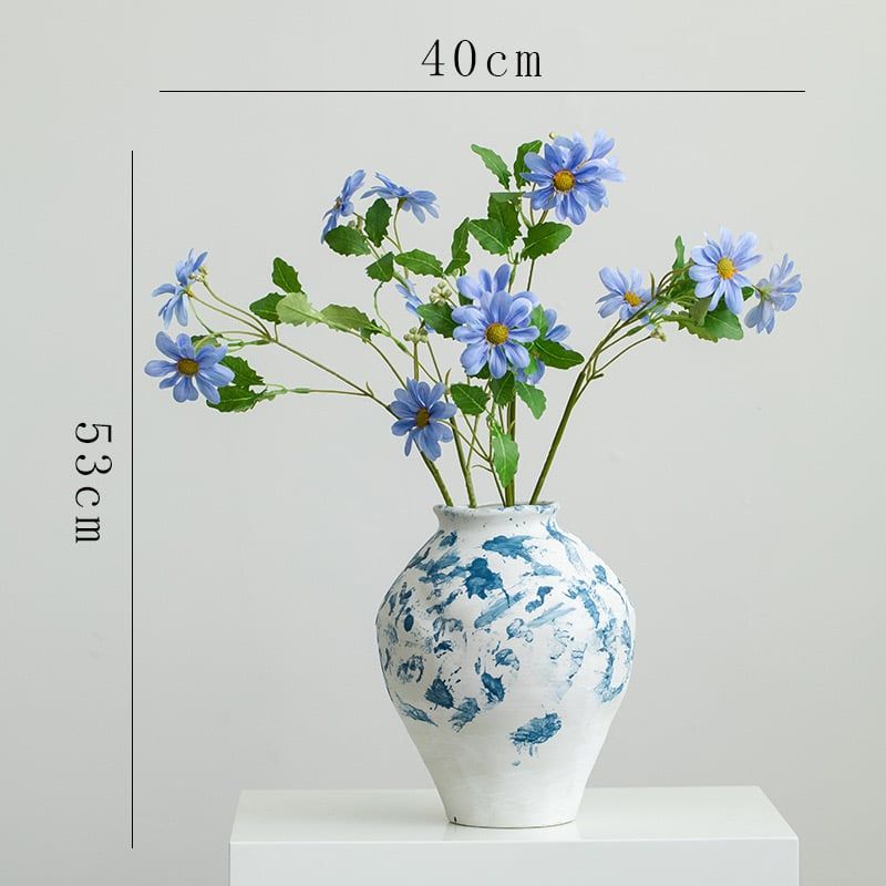 Bình Hoa Vẽ Tay Phong Cách Wabi-Sabi Thời Trung Cổ