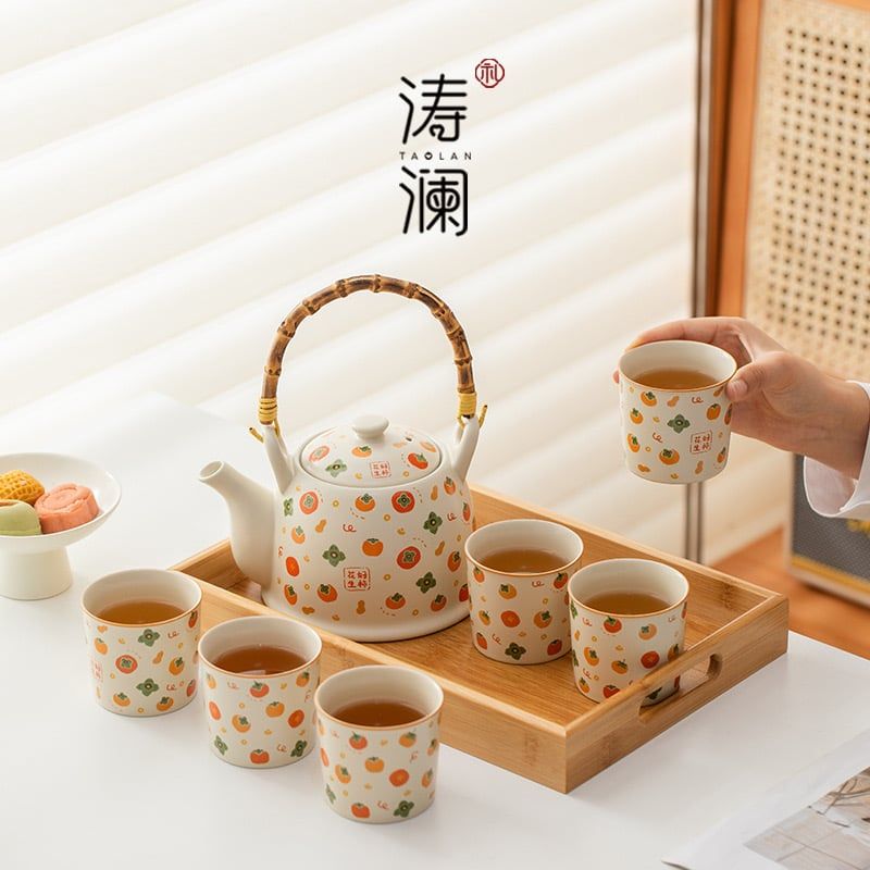 Gift Box Bộ Ấm Trà Quả Hồng May Mắn