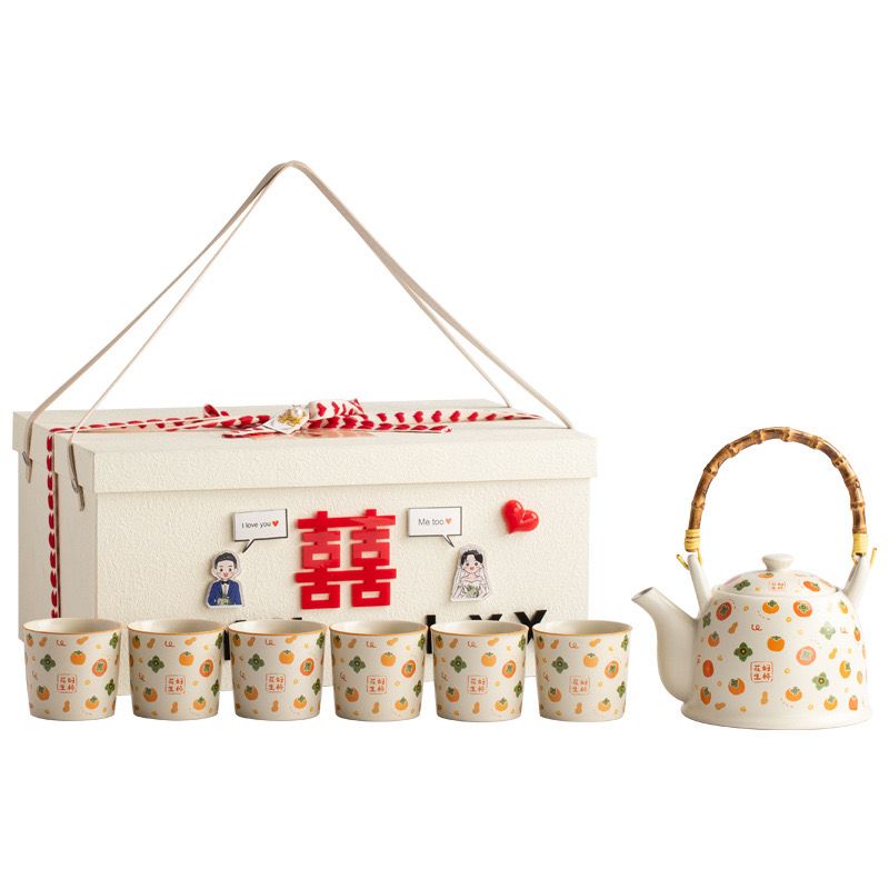Gift Box Bộ Ấm Trà Quả Hồng May Mắn