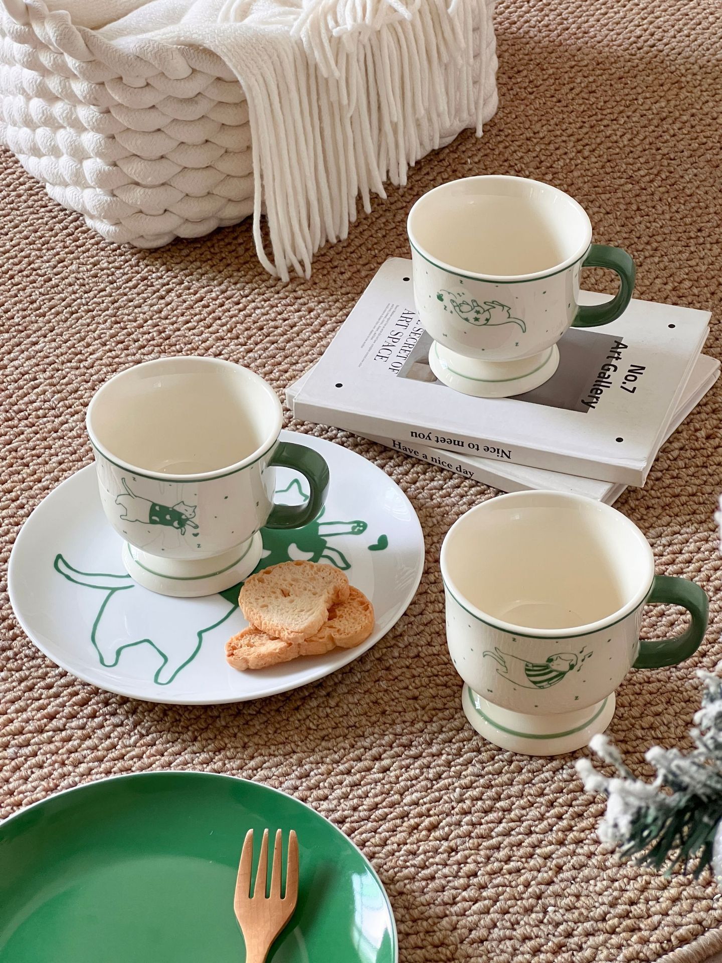 Cốc Mèo Xanh Dễ Thương