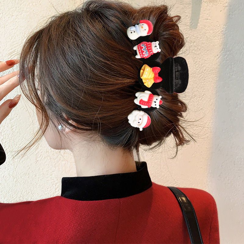 Kẹp Tóc Nhung Gắn Nhung Gắn Charm Xmas