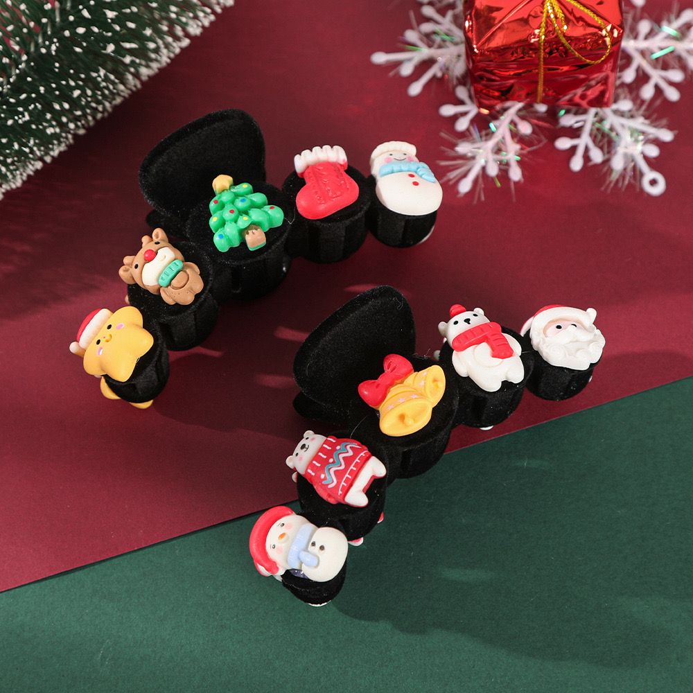 Kẹp Tóc Nhung Gắn Nhung Gắn Charm Xmas