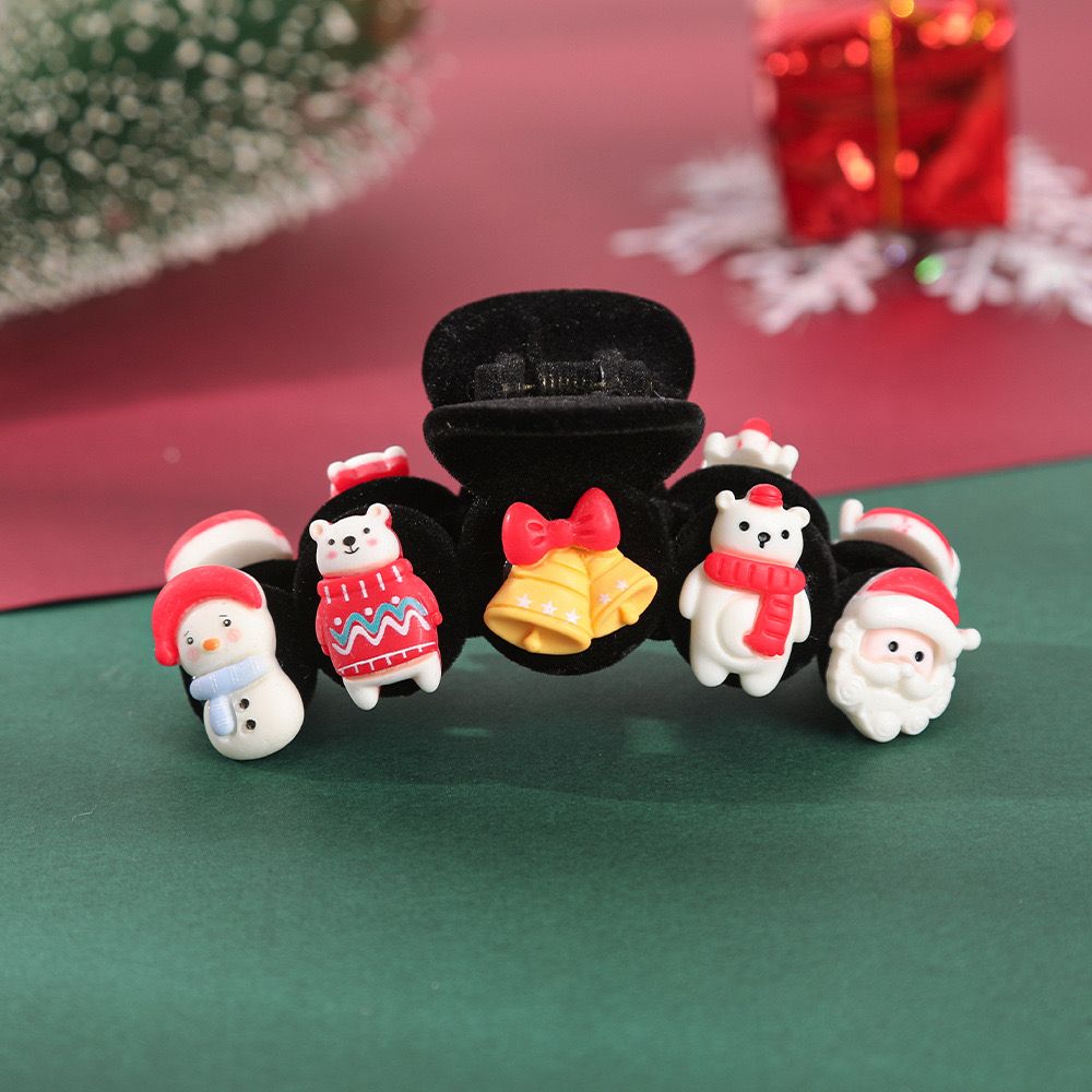 Kẹp Tóc Nhung Gắn Nhung Gắn Charm Xmas