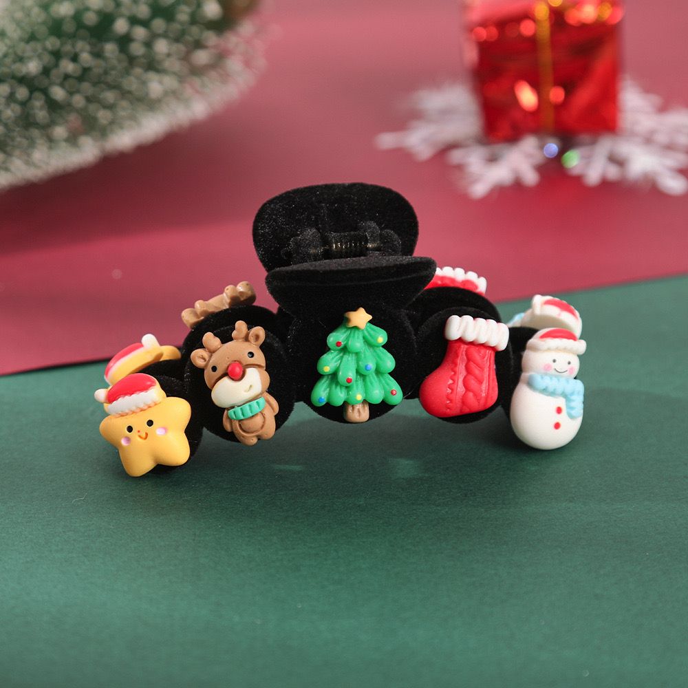 Kẹp Tóc Nhung Gắn Nhung Gắn Charm Xmas