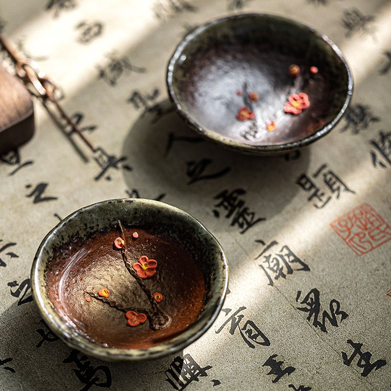 Tách Trà Hoa Đào Gốm Mộc