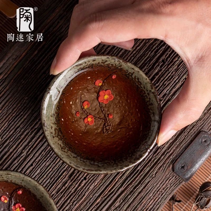 Tách Trà Hoa Đào Gốm Mộc
