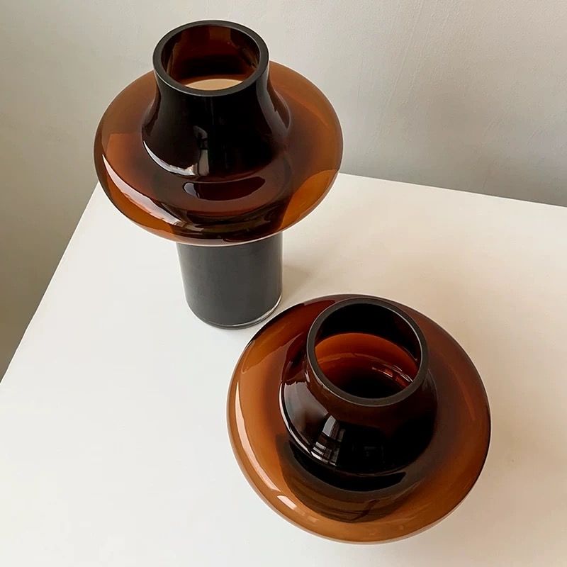 Bình Hoa Thuỷ Tinh Màu Hổ Phách