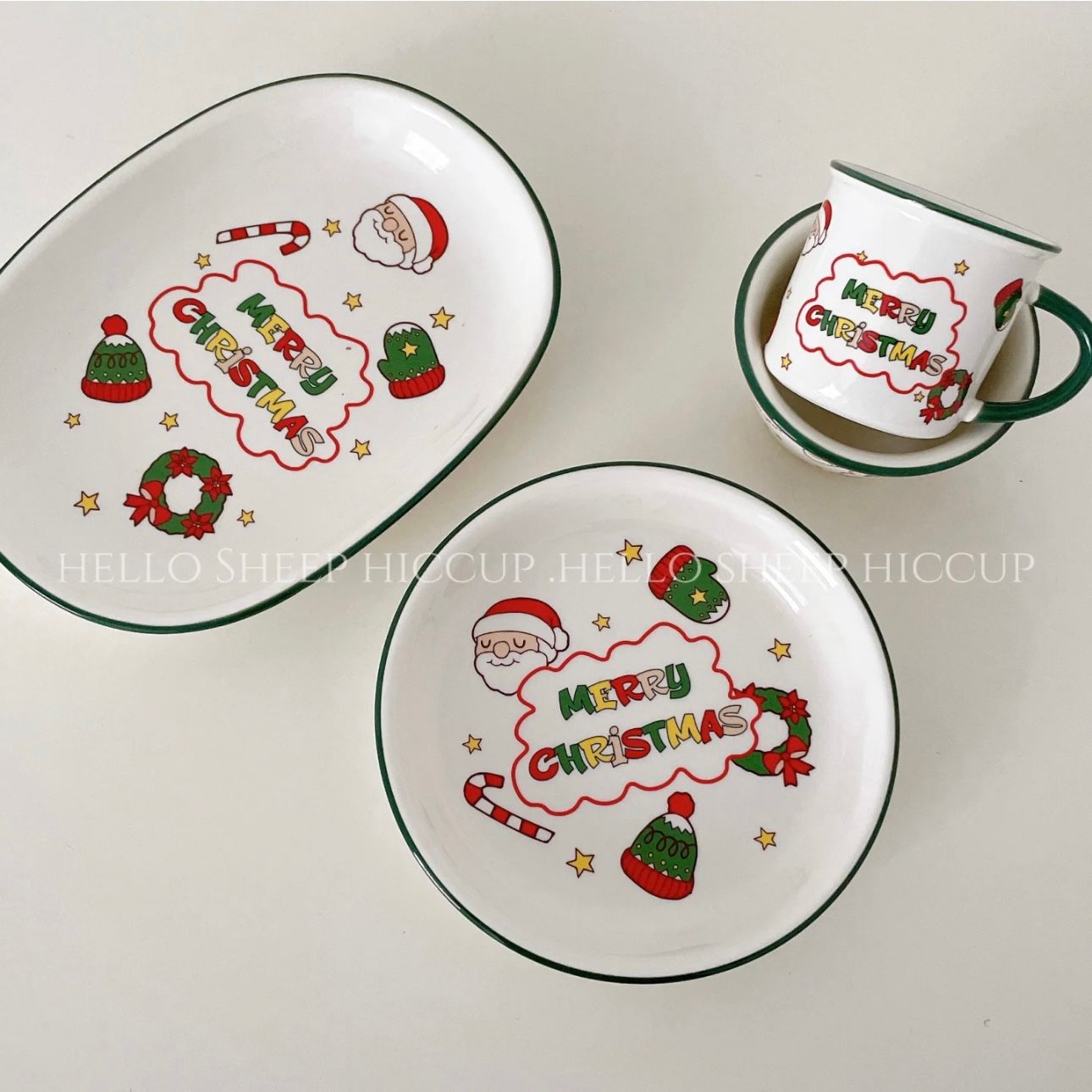 Cốc Merry Christmas Viền Xanh