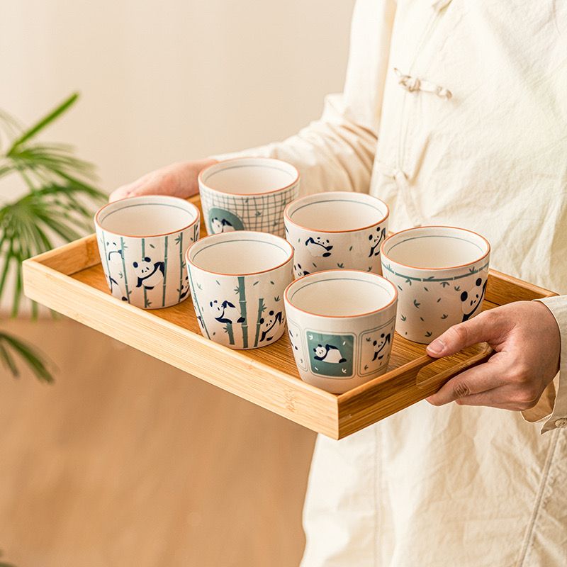 Set 6 Cốc Kèm Khay Gấu Trúc Sum Vầy